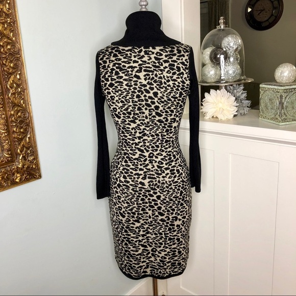 Calvin Klein Cowl Neck Sweater Dress Animal Print Sheath Career Office Small - Picture 5 of 8